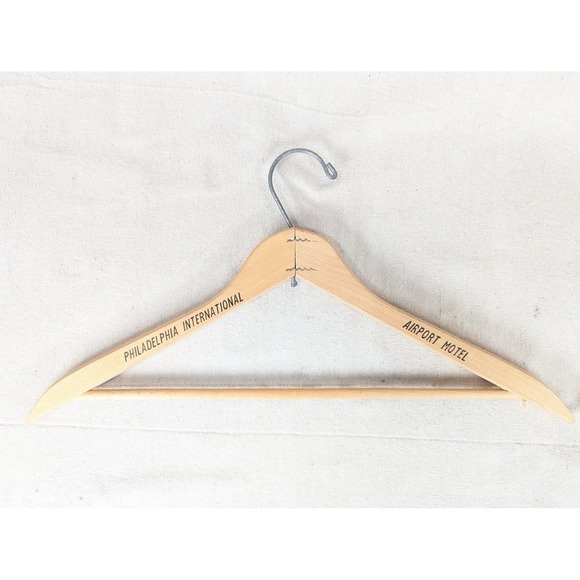 The Unbranded Brand Other - Philadelphia International Airport Motel Wooden Clothes Hanger Vintage Hotel ...